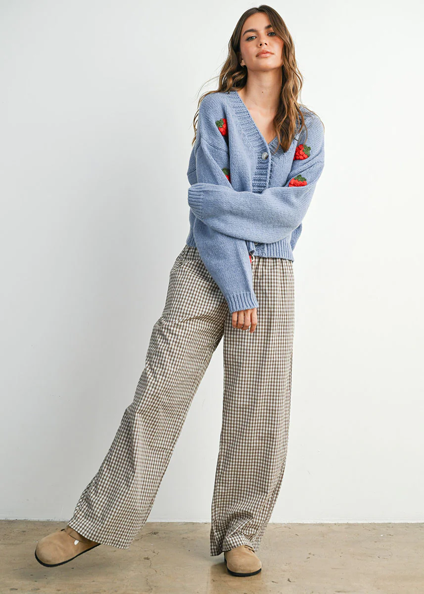 Reggie Tie-Front Check Pant - Brown - Image 5