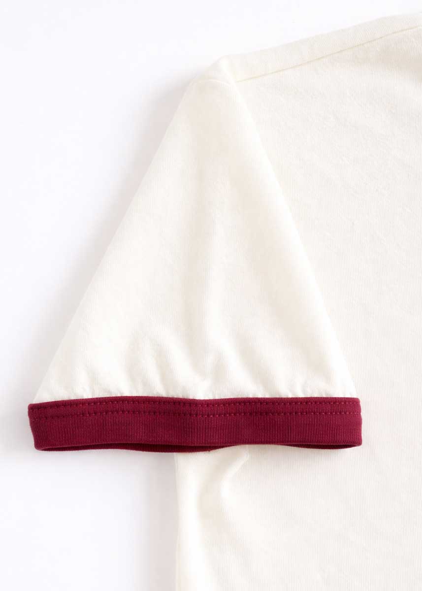 Retro Ringer Tee - Vintage White & Burgundy - Image 4
