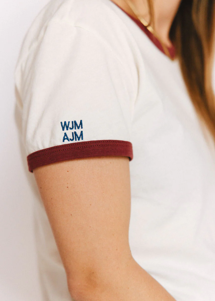 Retro Ringer Tee - Vintage White & Burgundy - Image 5