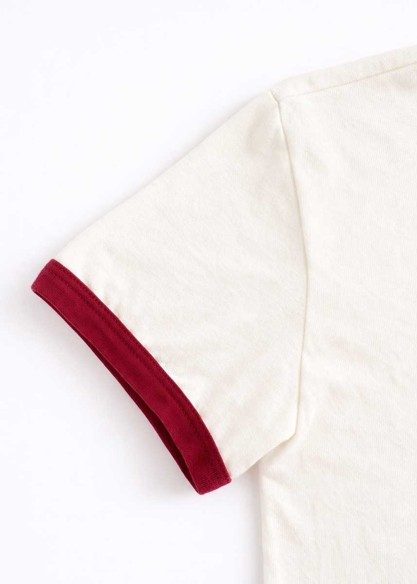 Retro Ringer Tee - Vintage White & Burgundy - Image 6