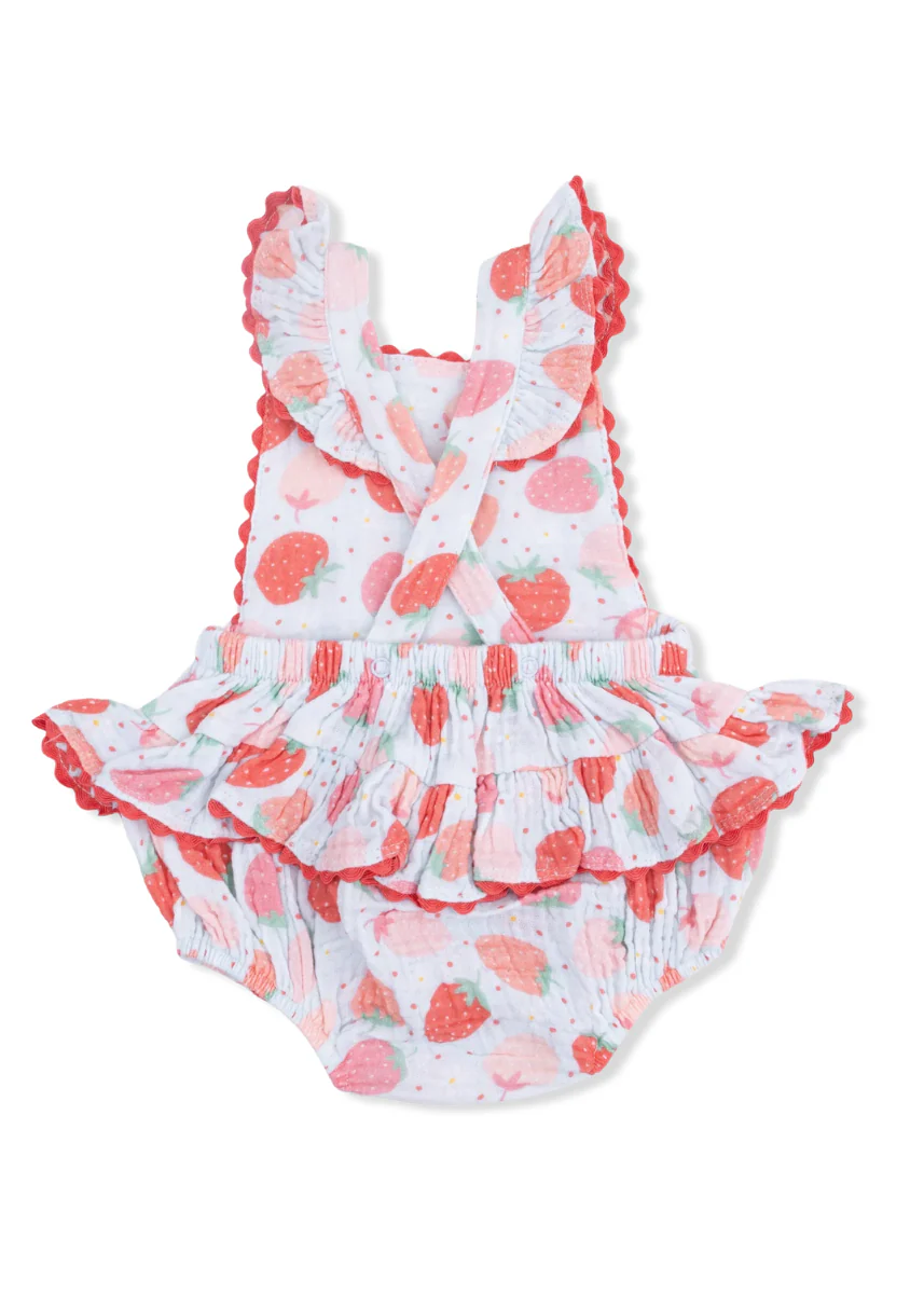 Ric Rac Ruffle Sunsuit - Strawberry Bliss - Image 2