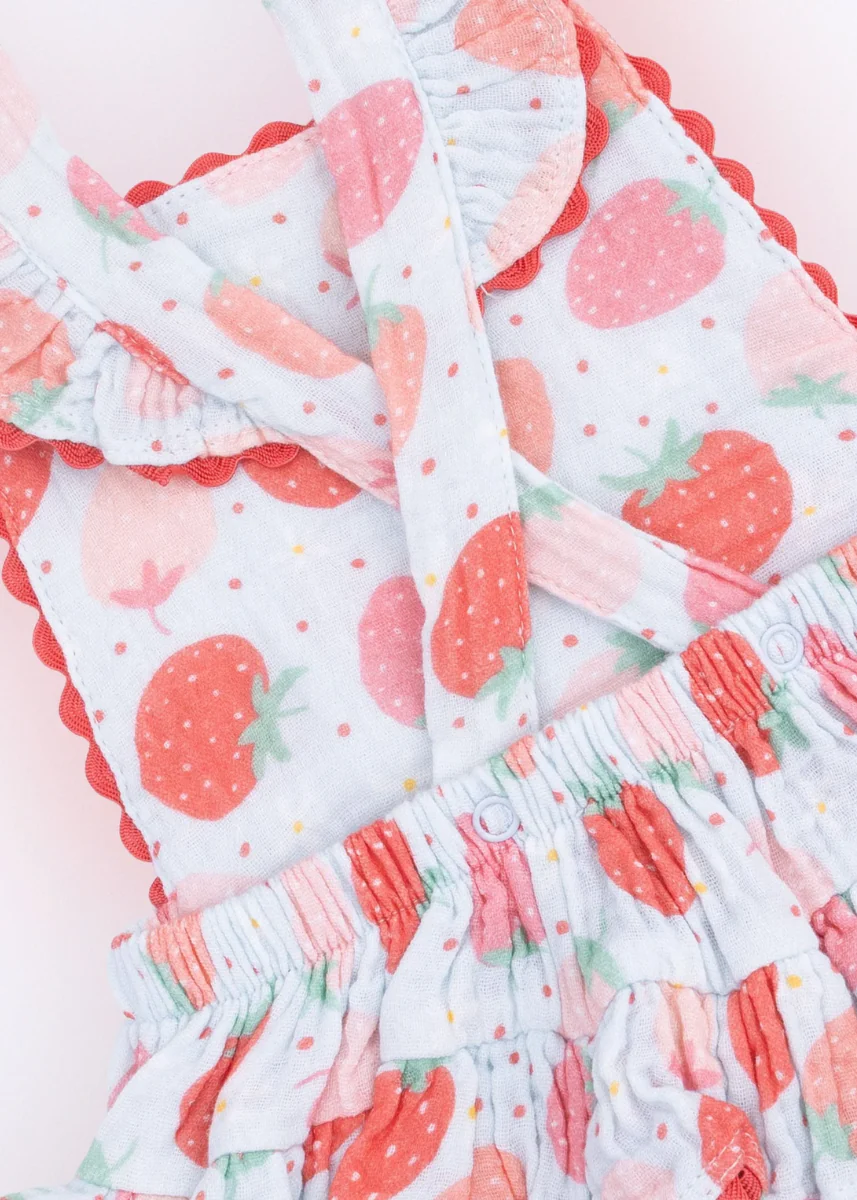 Ric Rac Ruffle Sunsuit - Strawberry Bliss - Image 3