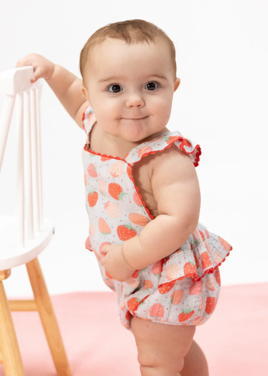 Ric Rac Ruffle Sunsuit - Strawberry Bliss - Image 4
