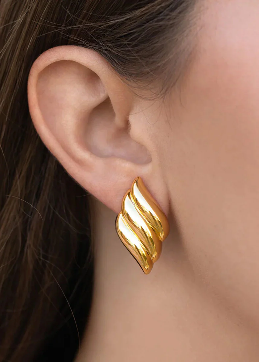 Ripple Effect Earrings - Gold - Image 2