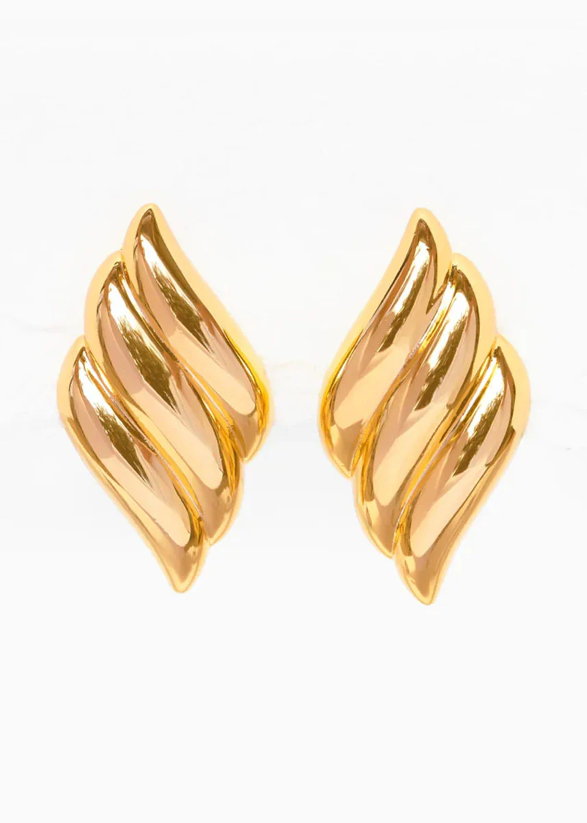 Ripple Effect Earrings - Gold - Image 3