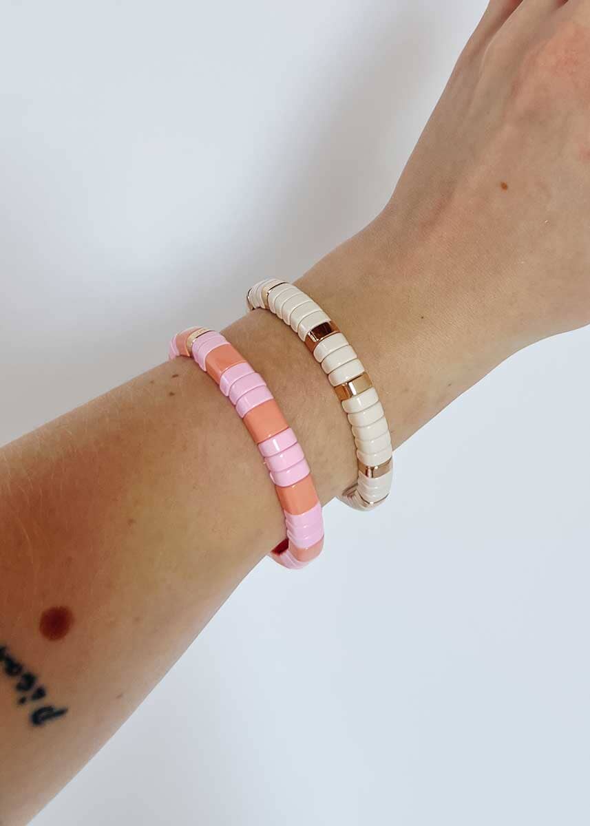 Rounded Single Bracelet - Ivory & Gold - Image 2