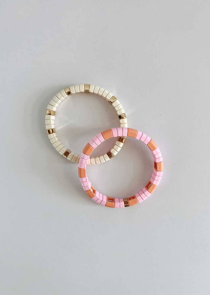 Rounded Single Bracelet - Ivory & Gold - Image 3