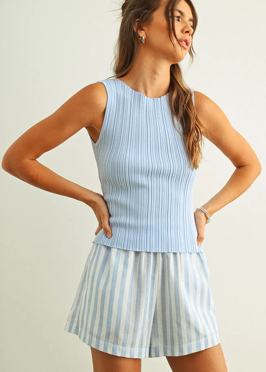 Sabine Ribbed Tank - Baby Blue - Image 2