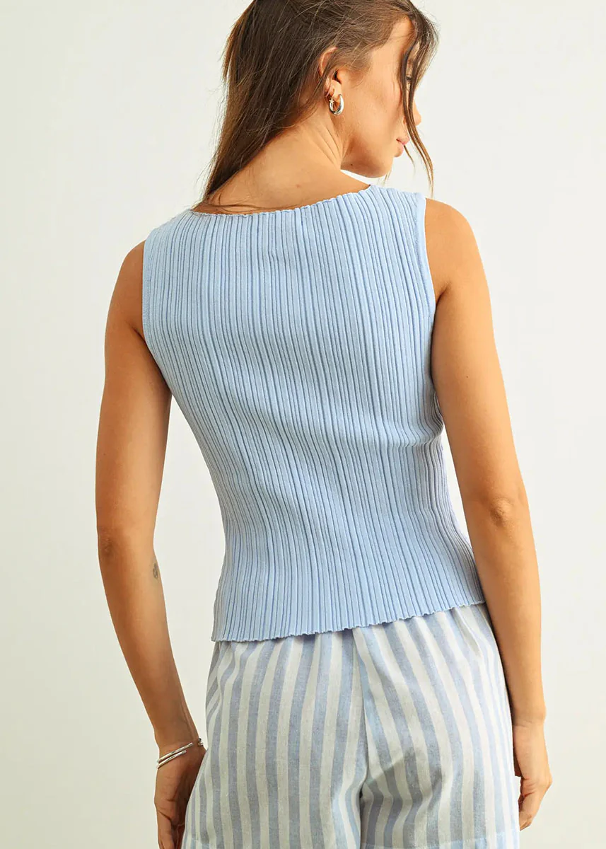 Sabine Ribbed Tank - Baby Blue - Image 4