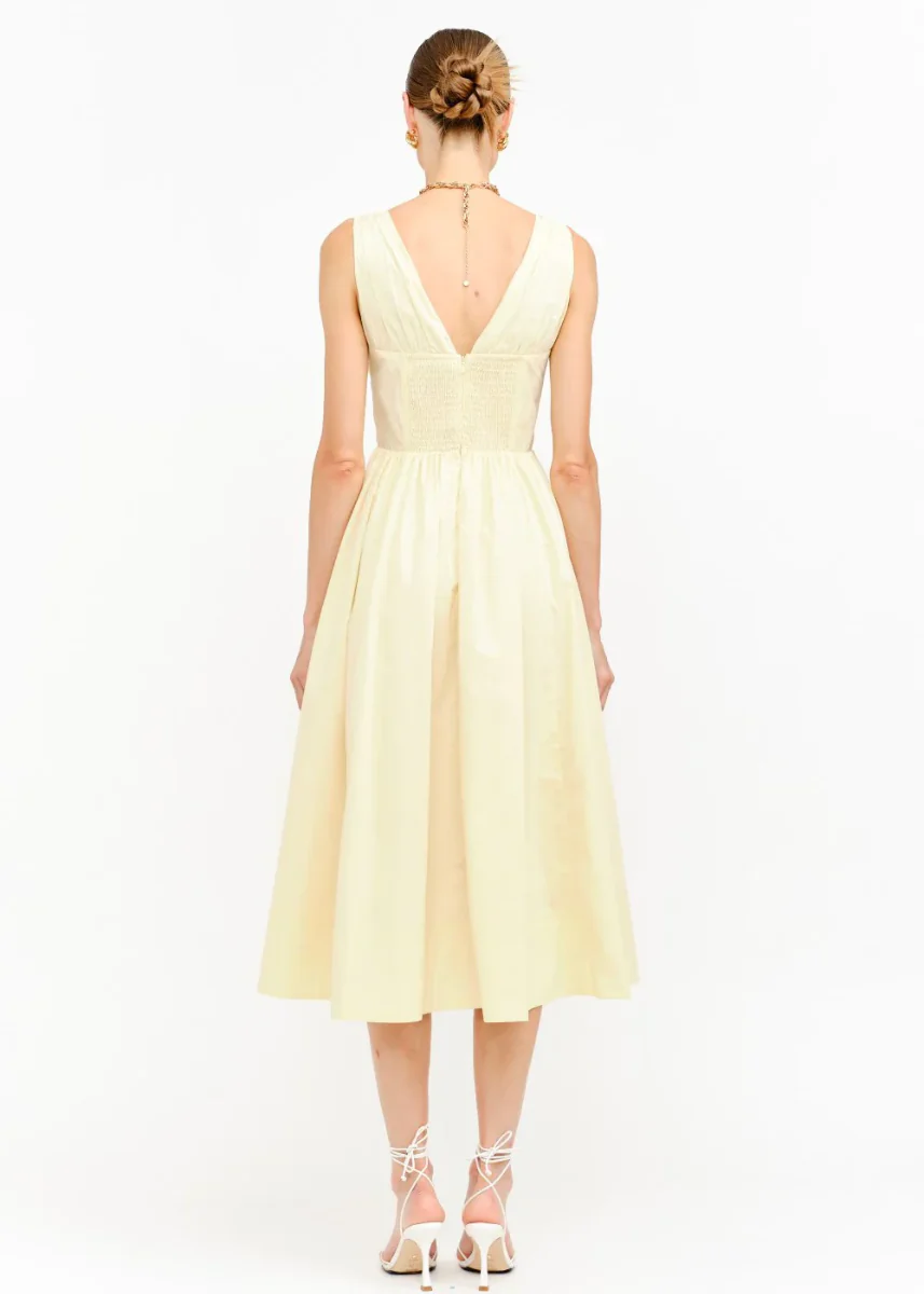 Shae Corset Midi Dress - Butter Yellow - Image 2