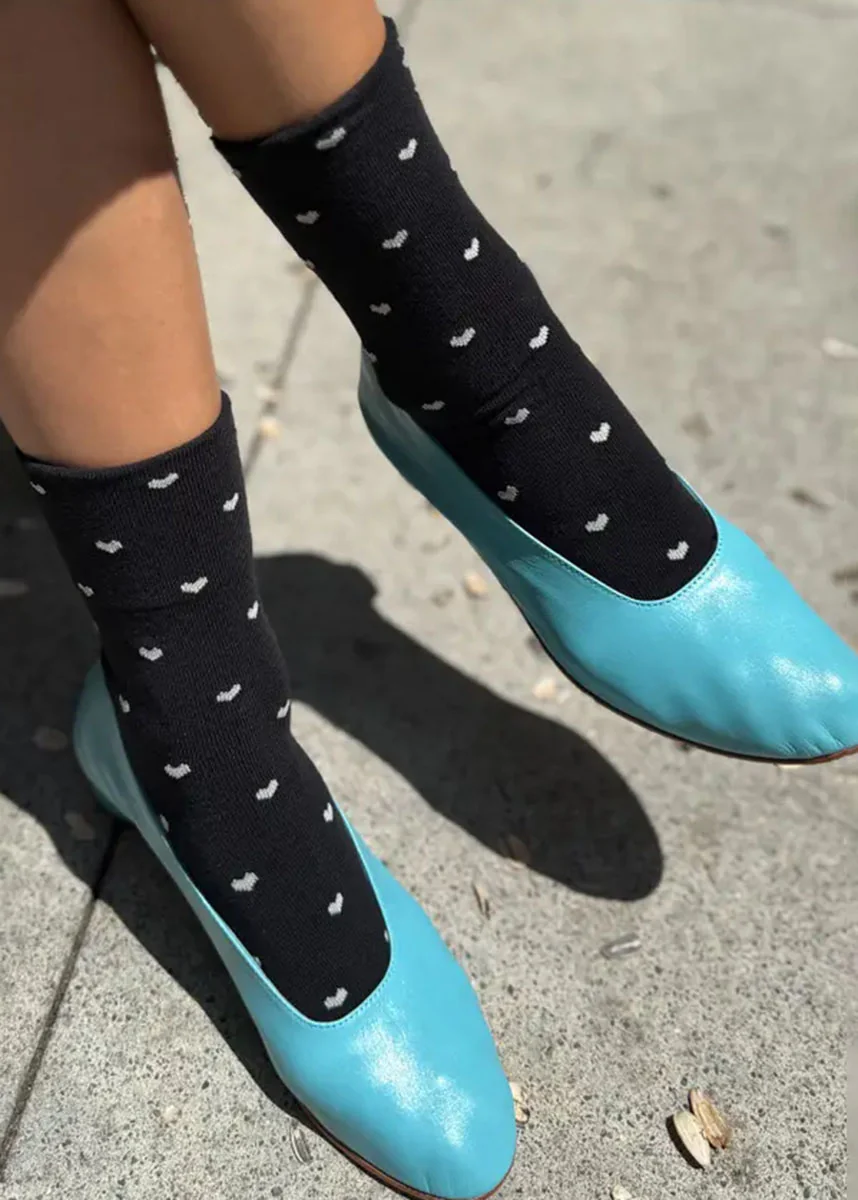 Sneaker Socks - Black & Cream Heart - Image 3