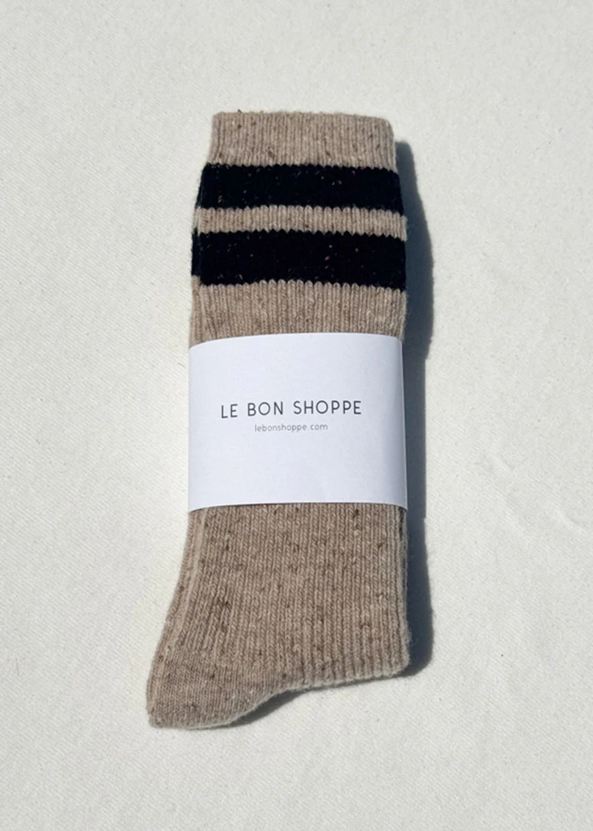 Snow Varsity Socks - Beige & Black - Image 3