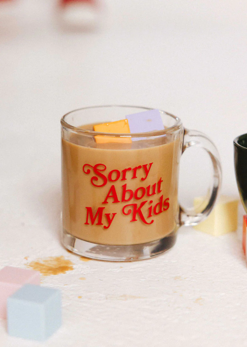 Sorry About My Kids Glass Mug - Image 2
