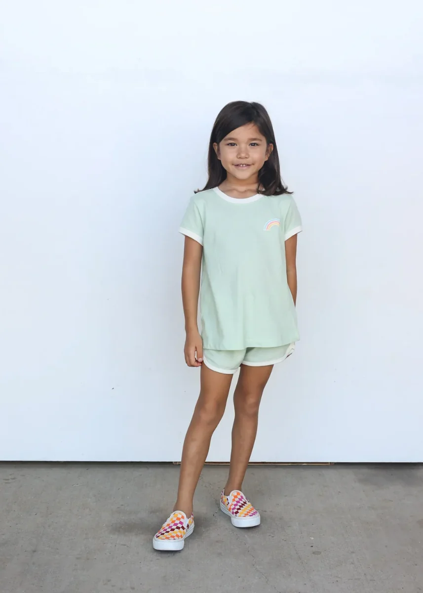 Stay Positive Boxy Ringer Tee - Honeydew - Image 2