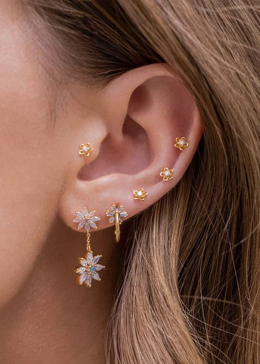 Teeny Tiny Flower Studs - Gold - Image 2