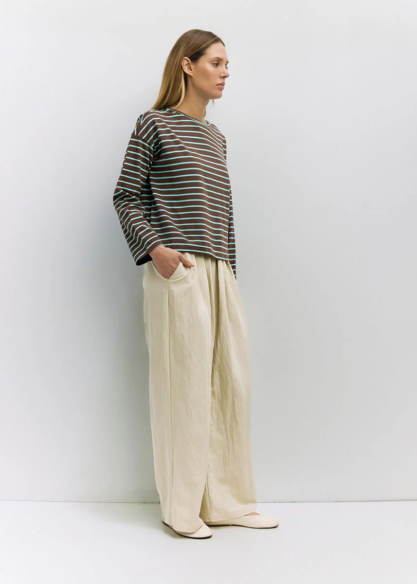 The Moore Top - Brown Blue Stripe - Image 2