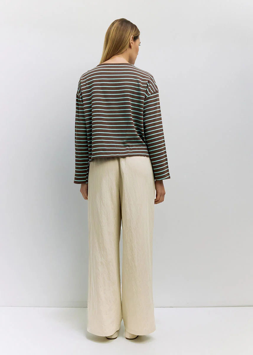 The Moore Top - Brown Blue Stripe - Image 3