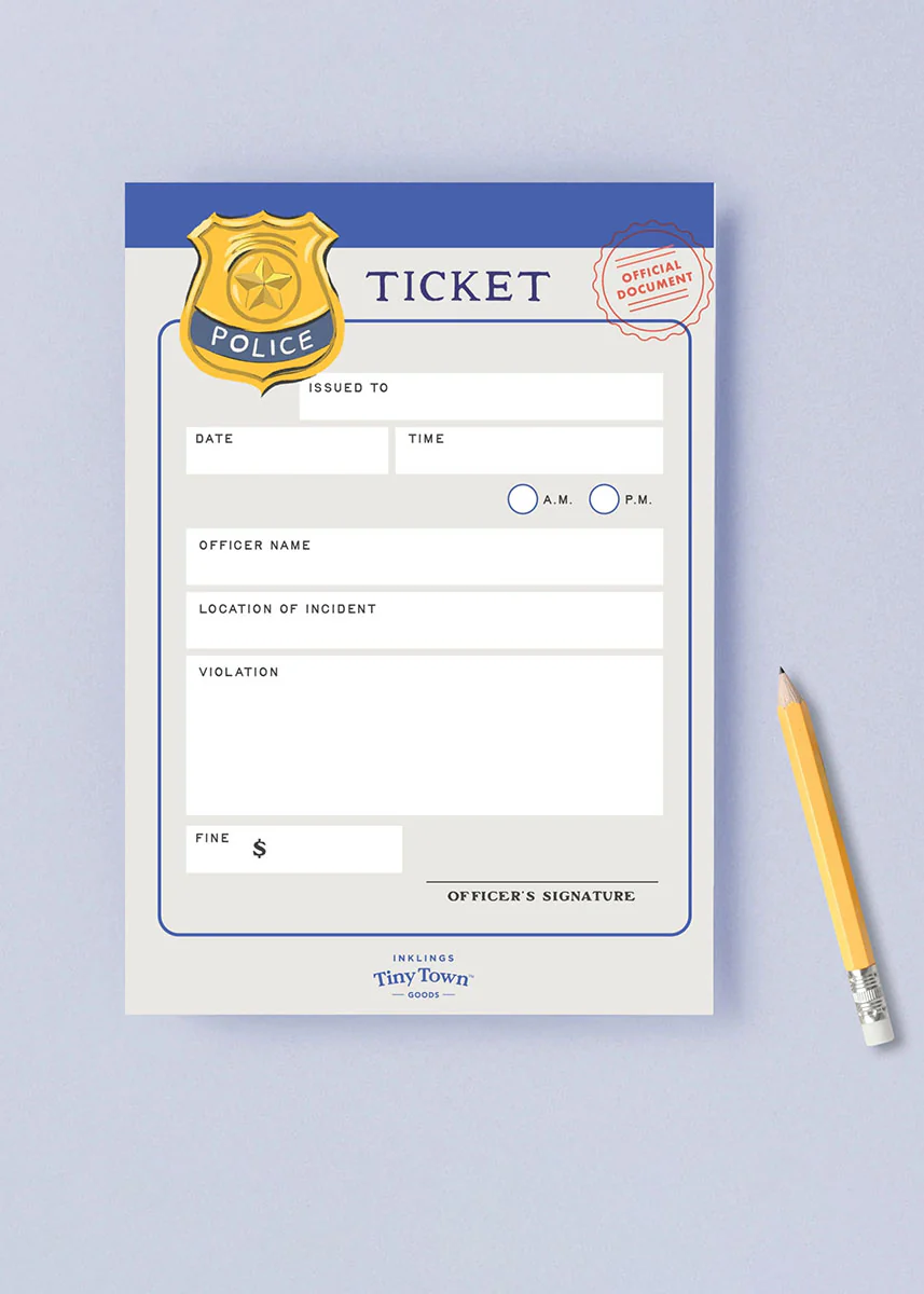 Tiny Town Play Notepad - Police Ticket - Image 3
