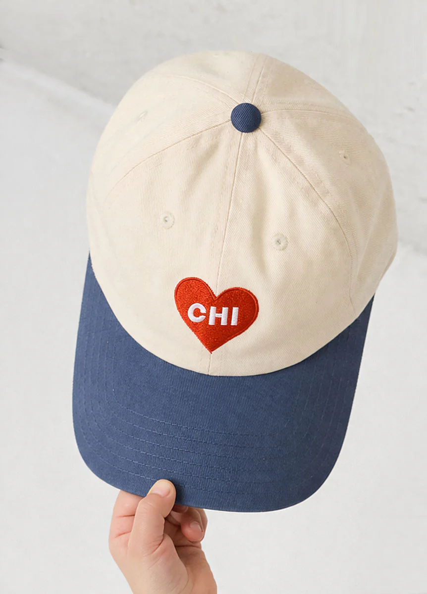 Toddler Chi Heart Icon Hat - Ivory & Breaker Blue - Image 3