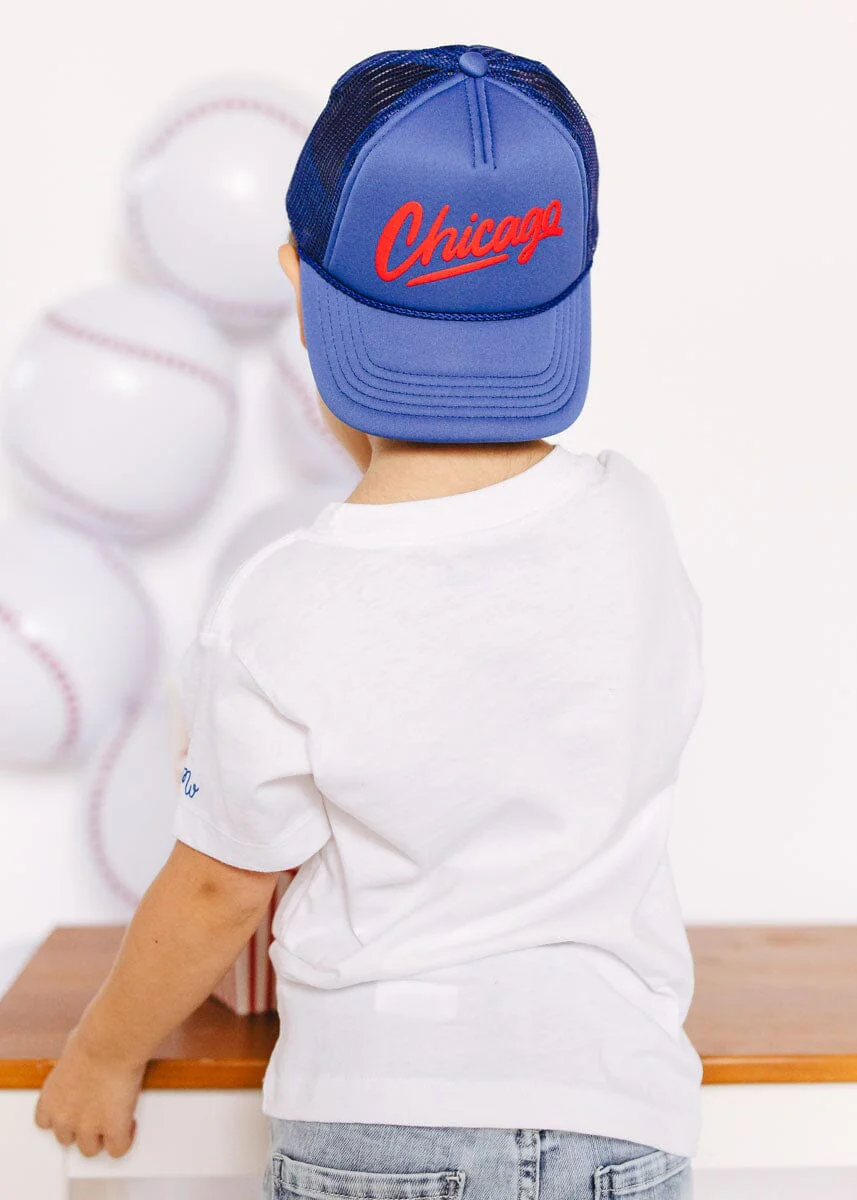 Toddler Chicago Script Trucker Hat - Royal - Image 2