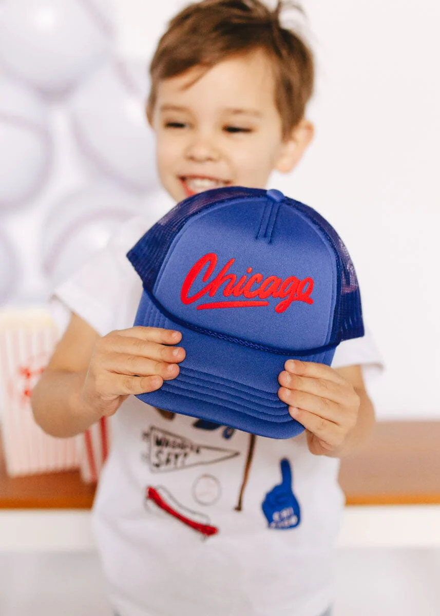 Toddler Chicago Script Trucker Hat - Royal - Image 3