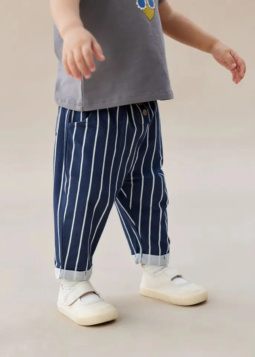 Toddler Relaxed Tapered Pant - Navy Stripes - Image 2
