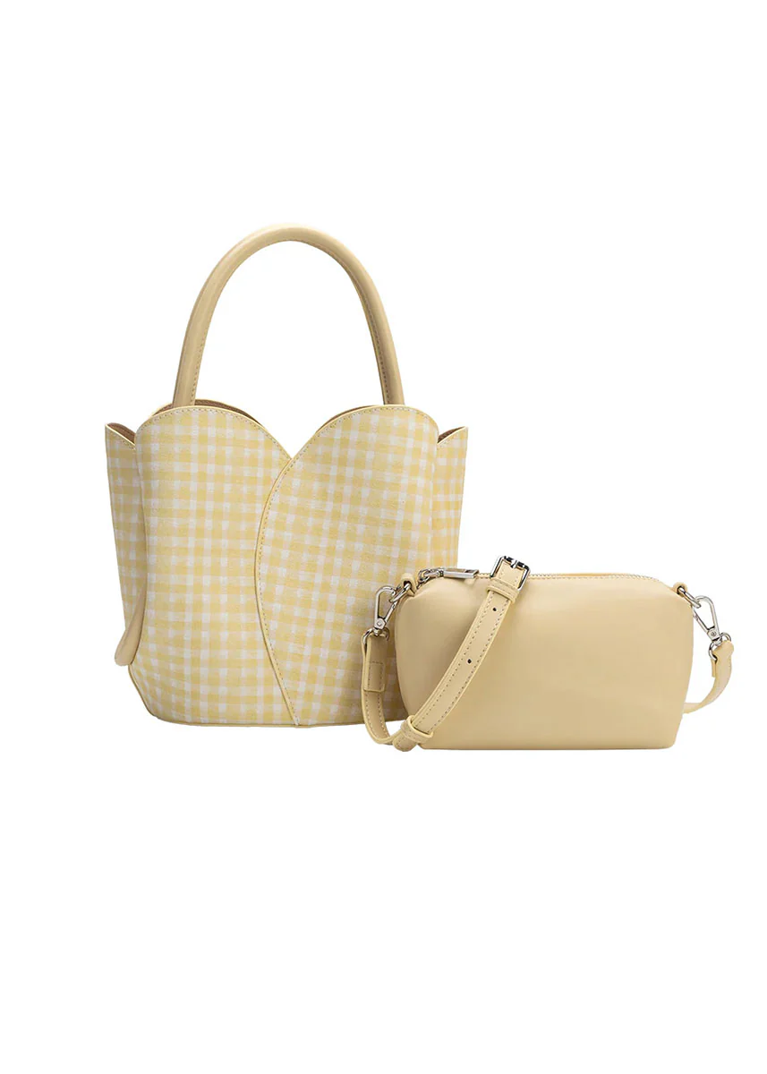 Tulip Handle Bag - Yellow Gingham - Image 2