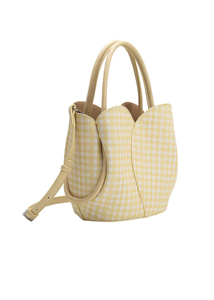 Tulip Handle Bag - Yellow Gingham - Image 3