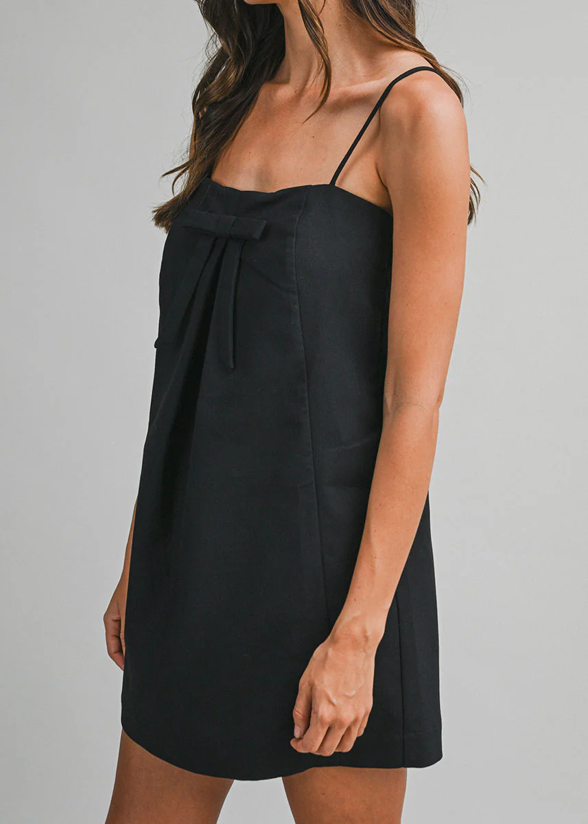 Valentina Bow Mini Dress - Black - Image 2