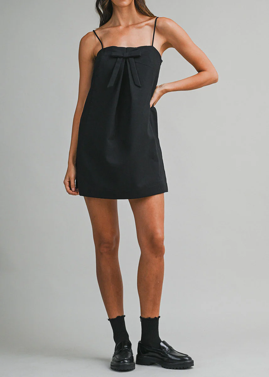Valentina Bow Mini Dress - Black - Image 4