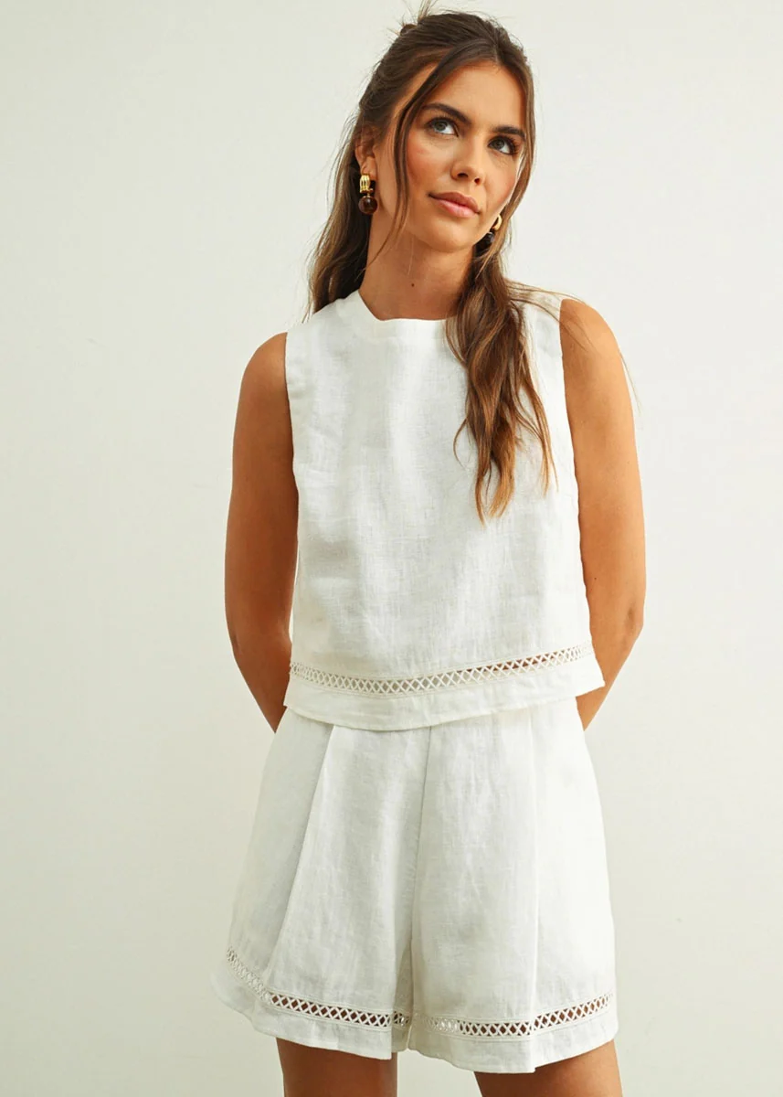 Veila Linen Stitch Shorts - White - Image 2