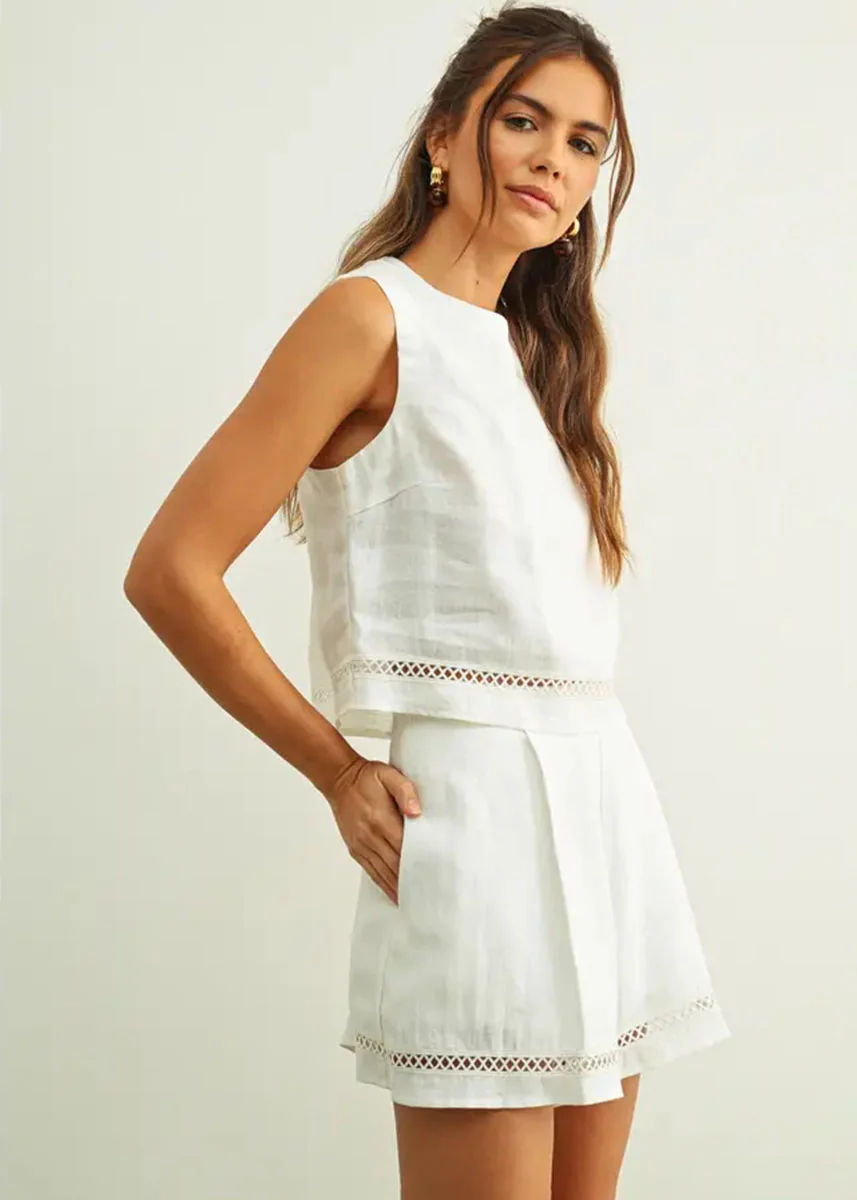 Veila Linen Stitch Shorts - White - Image 4