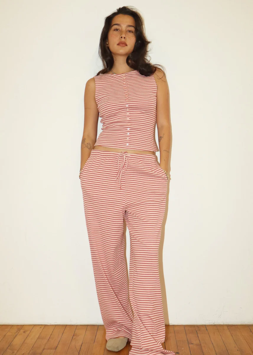 Victoria Button Tank - Strawberry - Image 2