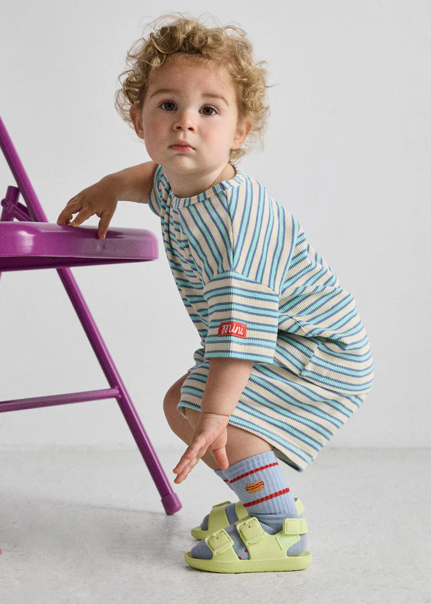 Waffle Striped Oversized Set - Blue Multi - Image 4