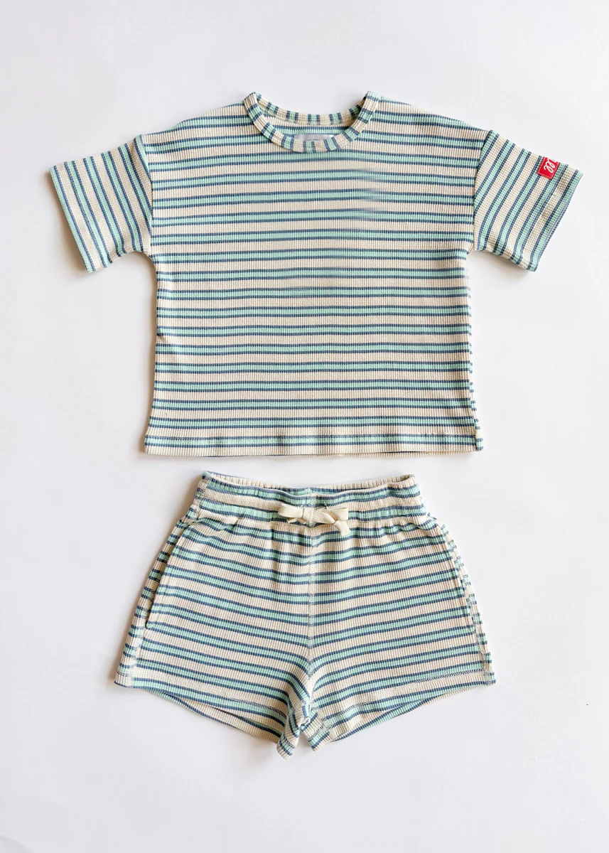 Waffle Striped Oversized Set - Blue Multi - Image 5