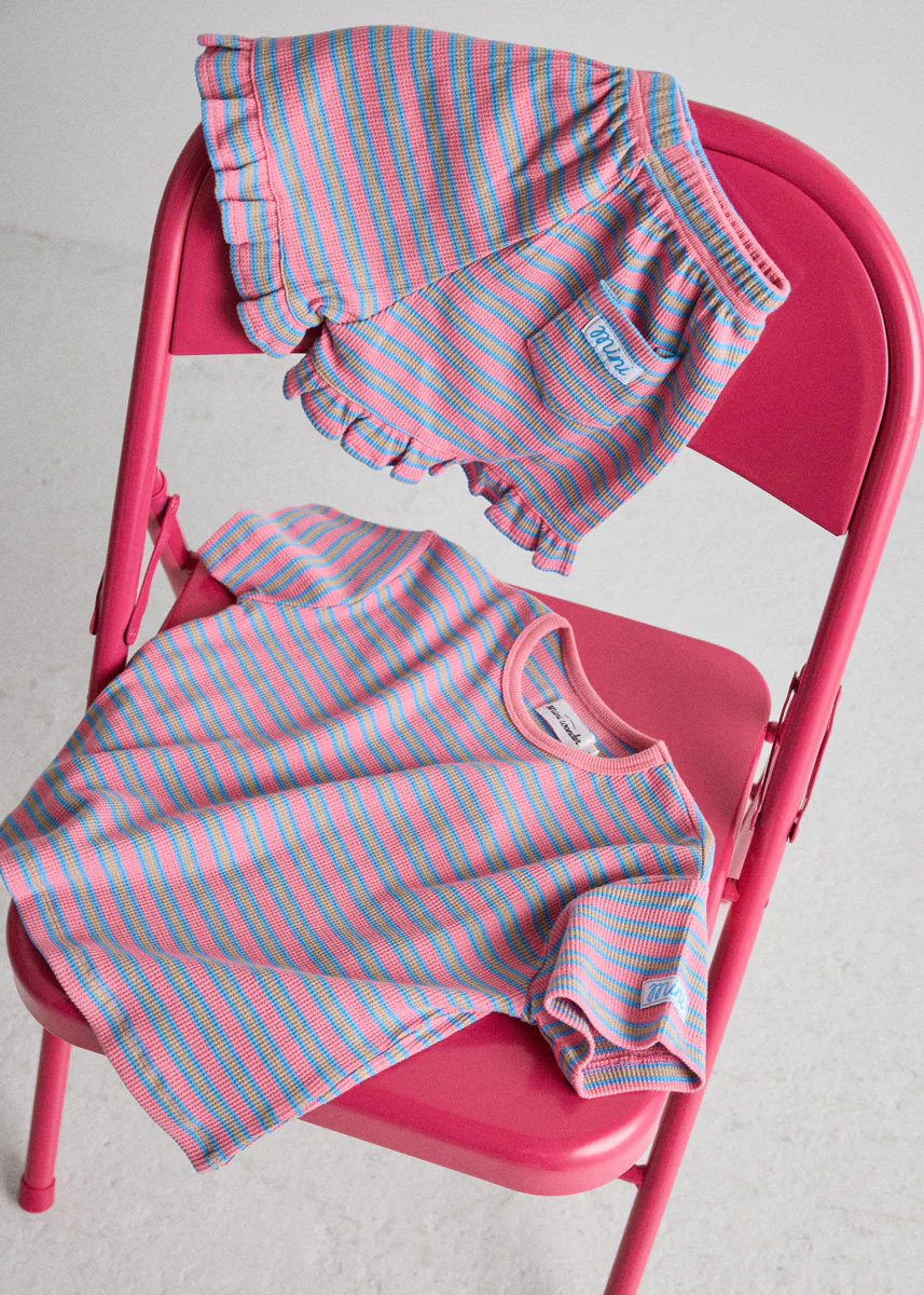 Waffle Striped Oversized Set - Pink Multi - Image 2