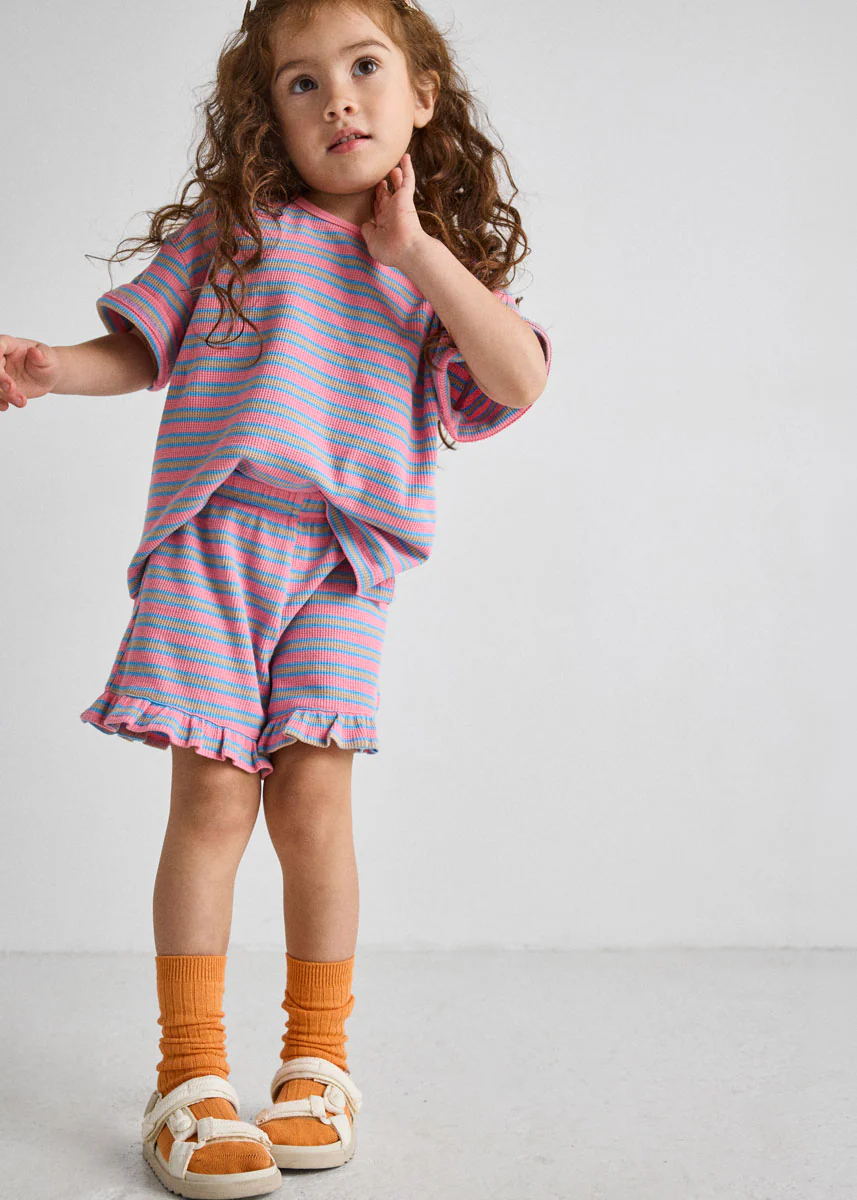 Waffle Striped Oversized Set - Pink Multi - Image 4