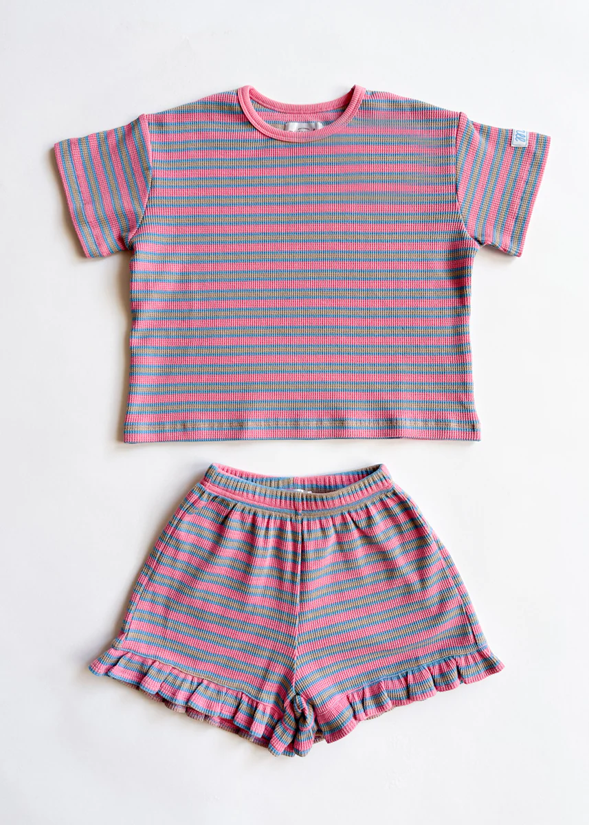 Waffle Striped Oversized Set - Pink Multi - Image 7
