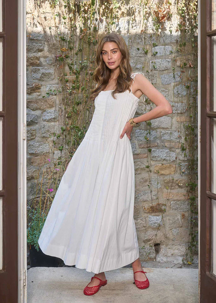 Waverly Pleated Midi Dress - Off-White - Image 2