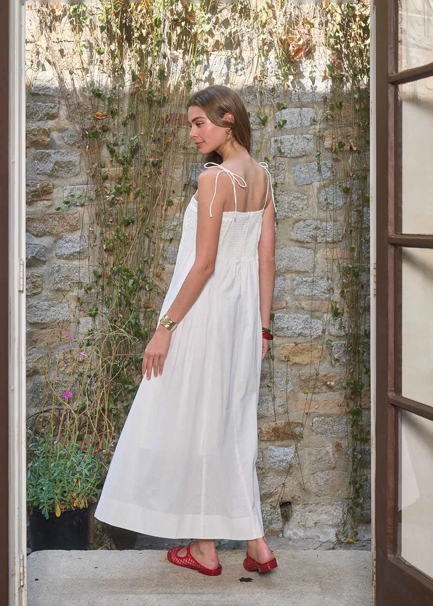 Waverly Pleated Midi Dress - Off-White - Image 3