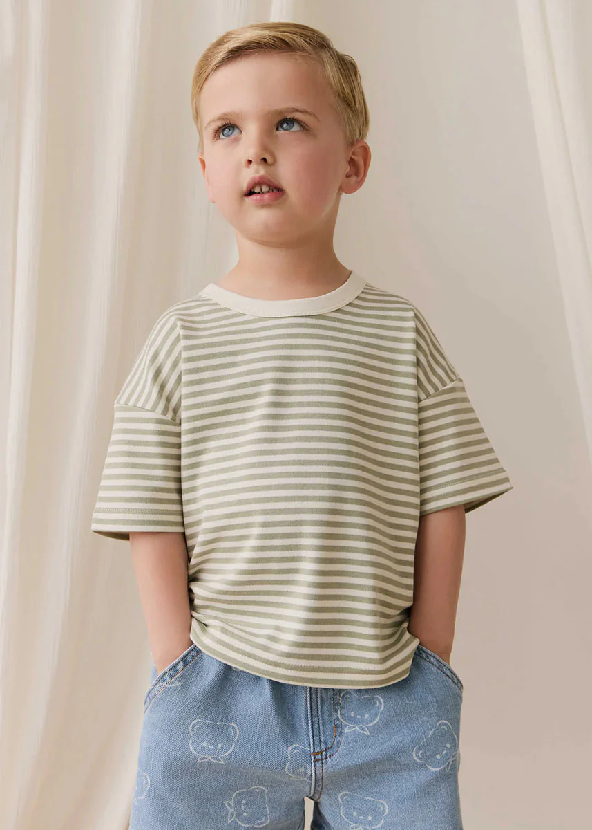 Wesley Tee - Narrow Lichen/Cloud Stripe - Image 2