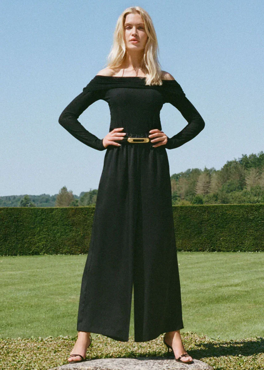 Whimsy Off-Shoulder Mesh Top - Black - Image 5