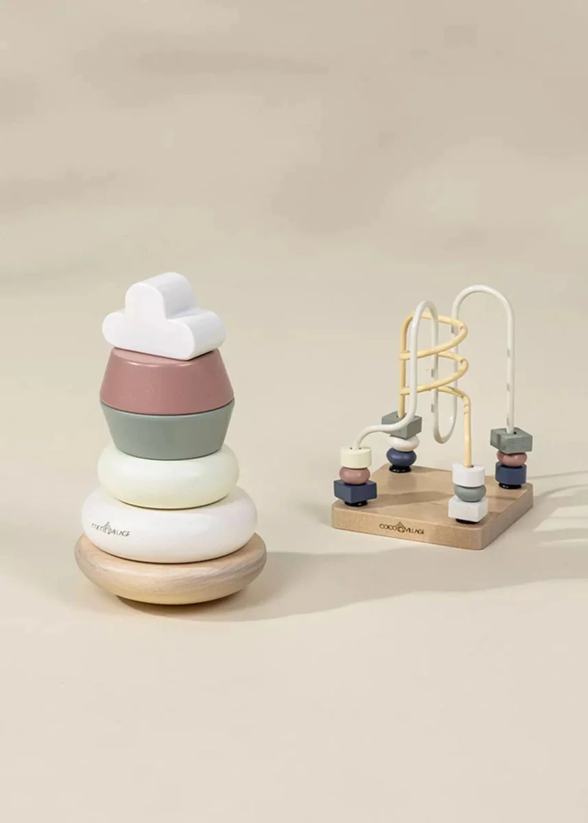 Wooden Stacking Rings & Beads Maze Toy - Image 2