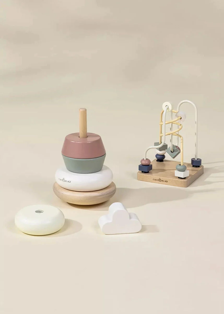 Wooden Stacking Rings & Beads Maze Toy - Image 3