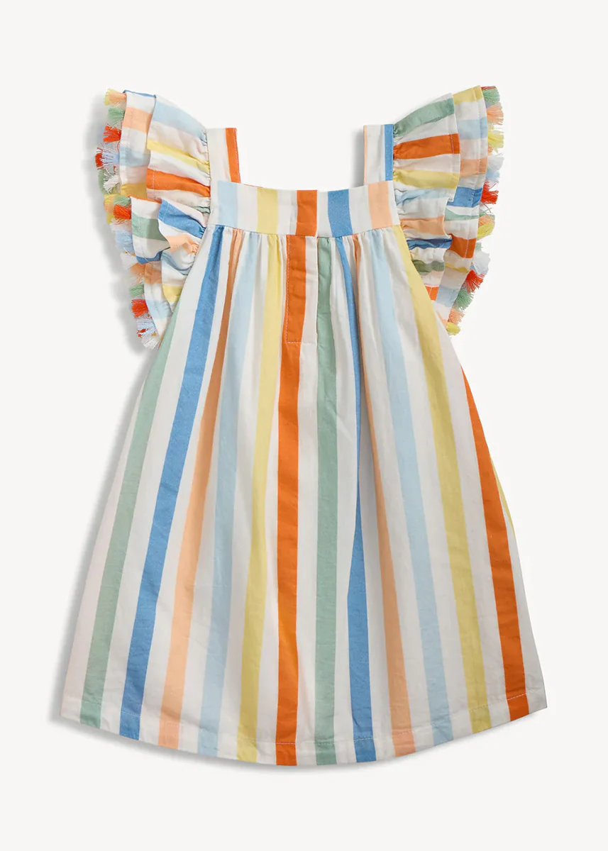 Woven Flutter Sleeve Dress - Multi Stripe - Image 3