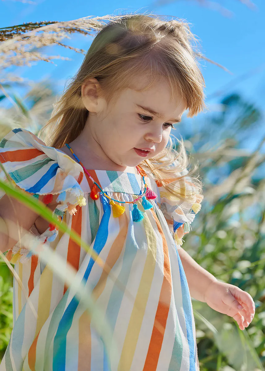 Woven Flutter Sleeve Dress - Multi Stripe - Image 4